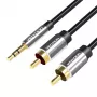 Vention 3,5 mm kištuko į 2RCA kištuką garso kabelis 1 m, juodas, metalinio tipo