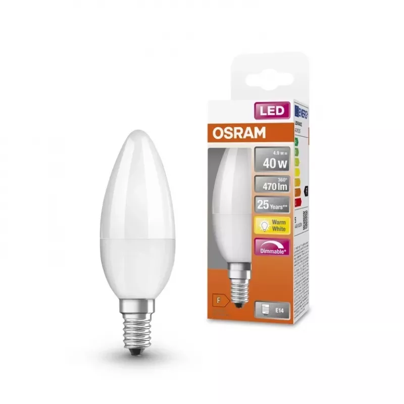 LED lemputė Ledvance Parathom Classic E14 4,9 W šilta balta, E14 lizdas