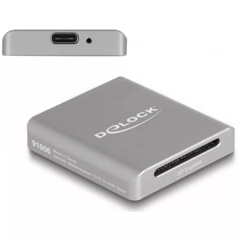 DeLOCK 91006 kortelių skaitytuvas pilkas SD USB Type-C 10000 Mbit/s