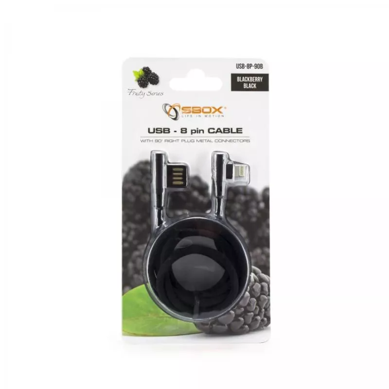 Sbox USB-8P-90B USB 8 kontaktų laidas, gervuogių juodas