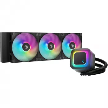 Vieningas skystinis aušintuvas DeepCool LE360 V2 su 3x 120 mm ventiliatoriais, hidrodinaminiu guoliu, juodas, palaiko LGA1150/1151/1155/1200/1700/AM4/AM5