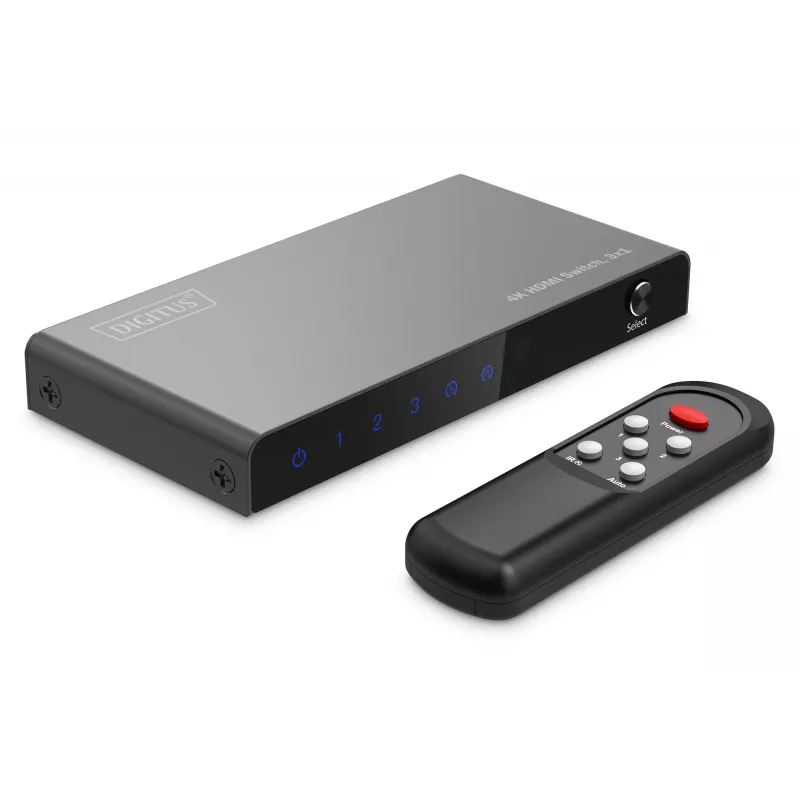 Digitus 4K HDMI jungiklis 3x1, metalinis, juodas, 18 Gbit/s