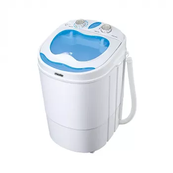 Skalbyklė su viršutiniu įkrovimu Mesko MS 8053 — 3 kg talpa, 360×370×530 mm, mėlyna/baltos spalvos