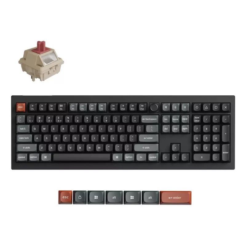 Mechaninė viso dydžio (100%) klaviatūra Keychron V6 Ultra 8K — QWERTY, Bluetooth, RGB LED, juoda
