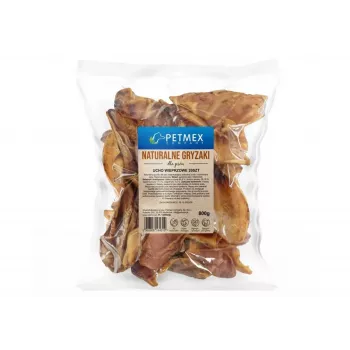 Dog chew PETMEX kiaulės ausis, 20 natūralių dantų kramtukų pakuotė, 800 g, suaugusiems šunims, visų veislių dydžiams