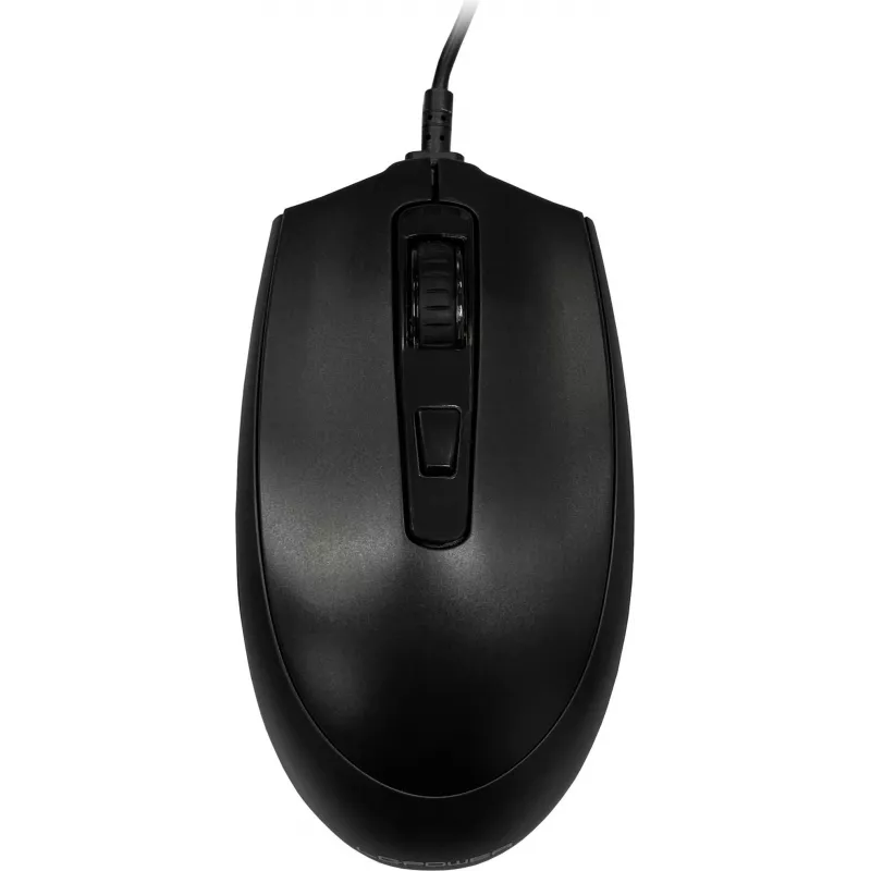Laidinė USB pelė LC-Power LC-M721B — juoda, optinė, ergonomiško dizaino