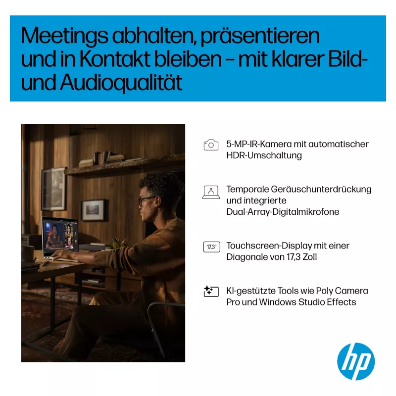 HP OmniBook 7 Next Gen AI Laptop 17-dc0074ng - Intel Core Ultra 7 258V / 2,2 GHz - Win 11 Pro - Intel Arc Graphics 140V - 32 GB RAM - 1 TB SSD NVMe - 43,9 cm (17,3) (CV1J6EA#ABD)
