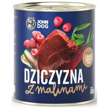 Sausas šunų maistas john dog BERRY Adult — 800 g, elniena su avietėmis, visavertis pašaras, 10,5% baltymų