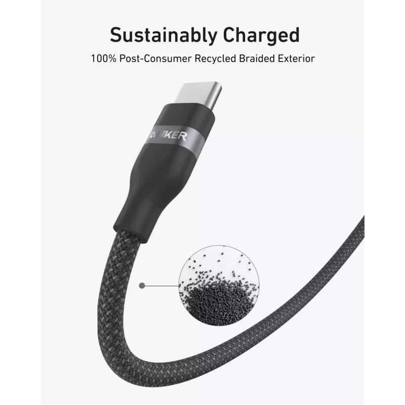 USB-C į USB-C laidas Anker A82E2 — USB 2.0, 1,8 m, juodas