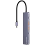 USB Type-C šakotuvas CANYON DS-17 — HDMI, USB 3.2 Gen 1 A, USB-C, MicroSD, 10000 Mbit/s, pilkas