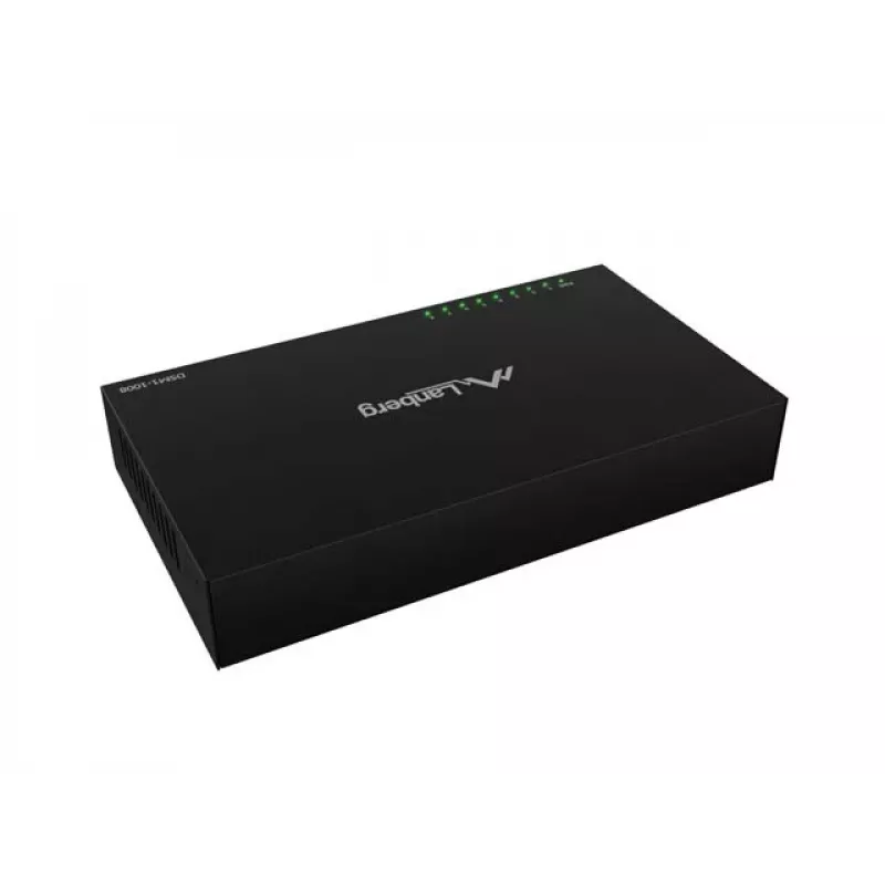 Tinklo komutatorius LANBERG DSM1-1008 8x 1 Gb/s nevaldomas Gigabit Ethernet stalinis 12V metalinis korpusas