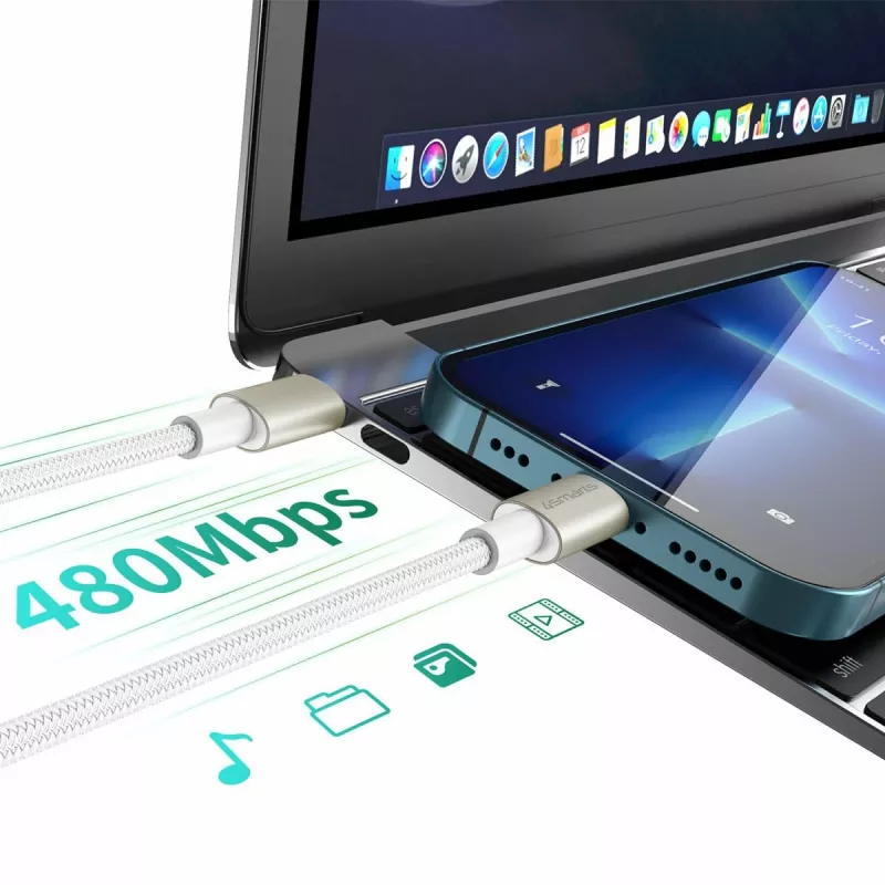 4smarts USB-C į kabelis PremiumCord 60W 3 vnt. rinkinys 0,5m+1,5m+3m Baltas - Sidabrinis, Baltas - 3 vnt. (540621)