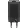 USB-C greitasis įkroviklis Nano, PD, GaN, 65 W, USB-C pintas laidas (juodas, 1x USB-A, 2x USB-C PD, greitasis įkrovimas 3.0, 1 metro laidas)