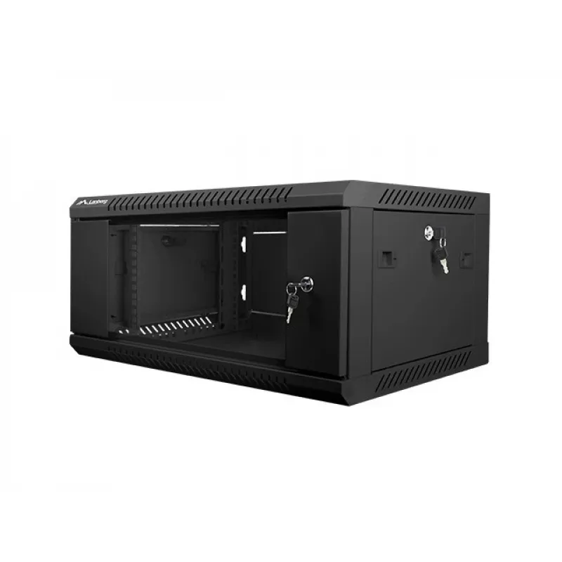 Prie sienos montuojama spinta LANBERG WF01-6404-10B 4U 19 colių 600×450×285 mm IP20 juoda, 60 kg talpa