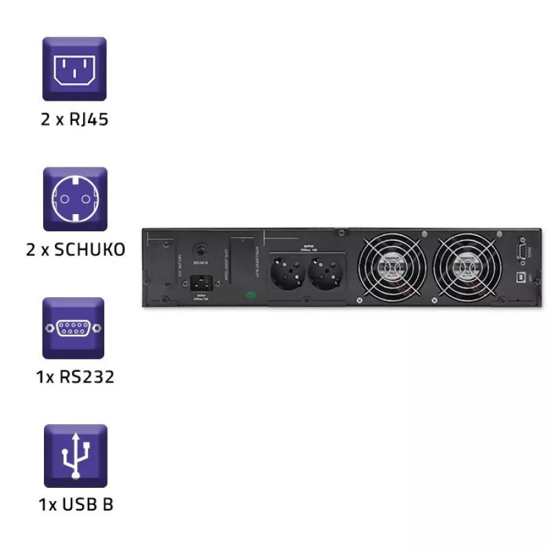 UPS QOLTEC 53946 Line Interactive 2 kVA nepertraukiamo maitinimo šaltinis