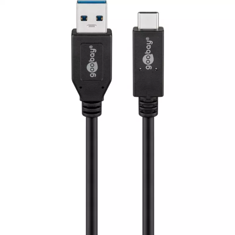 Wentronic goobay - USB kabelis - USB‑C (M) to USB Typee A (M) - USB 3,1 Gen 2 3 A - 50cm - Round - Juoda (41073)