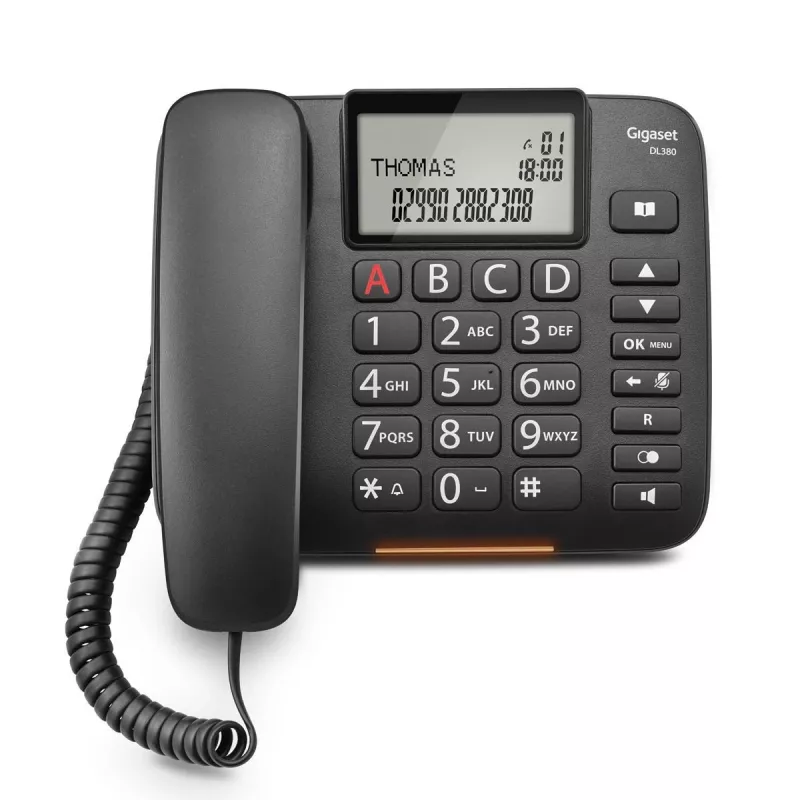 Belaidis telefonas Gigaset DL380 juodas su DECT technologija ir ilgu baterijos veikimo laiku