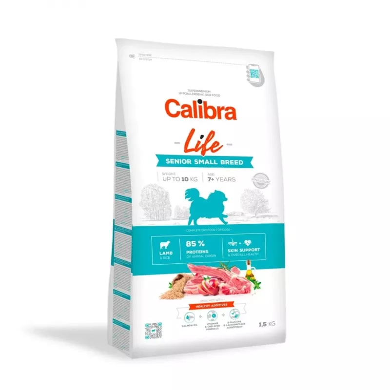 Sausas šunų maistas Calibra Dog Life Senior Small Breed Lamb 1,5 kg — senjorų formulė mažiems šunims, 24 % baltymų, 14 % riebalų