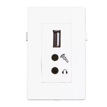 USB2.0+2x Mini Jack modulis Garbot BN4900-USB A+2XJ Baltas 20 cm