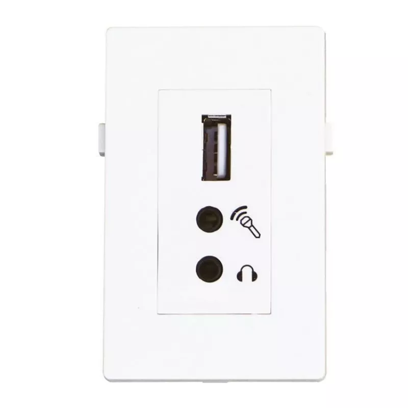 USB2.0+2x Mini Jack modulis Garbot BN4900-USB A+2XJ Baltas 20 cm