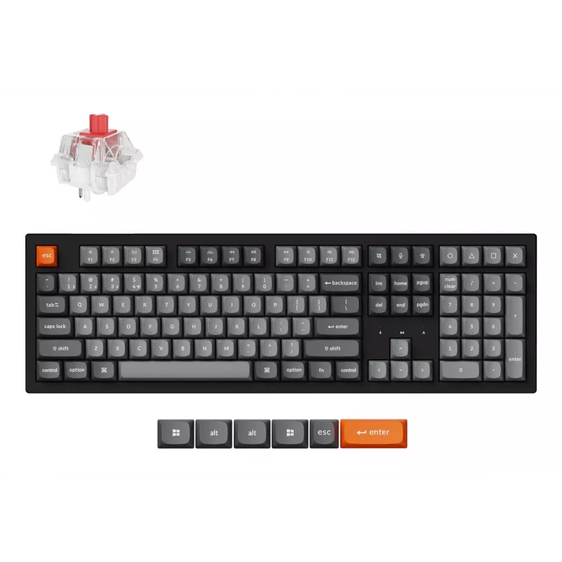 Keychron K10 Max QMK klaviatūra, universali, USB, RF belaidė, Bluetooth, juoda
