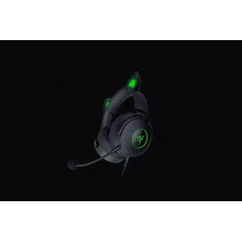 Razer Kraken V2 Pro Kitty Edition – laidinis ausinių komplektas, uždengiančios ausines, juodos spalvos, žaidimams