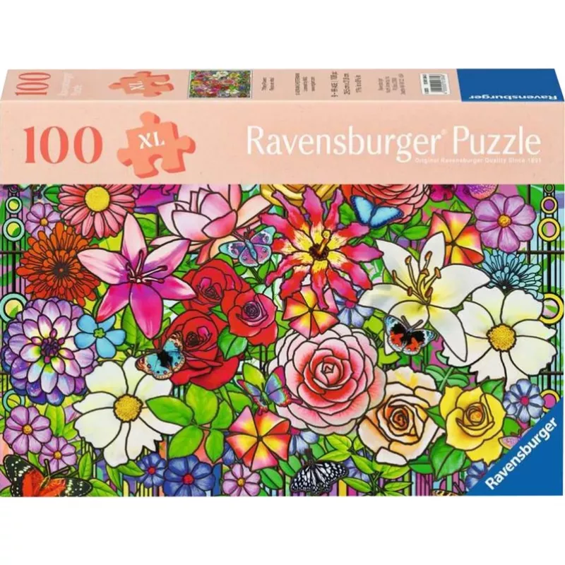 Dėlionė Ravensburger Feel Well & Puzzle - Flower Window, 100 dalių, lytėjimo elementai