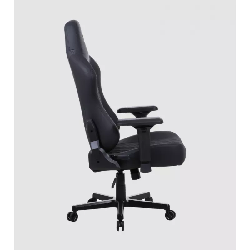 Žaidimų kėdė Onex FX8 Formula X — ergonomiška lenktyninio stiliaus sėdynė, reguliuojami porankiai, atlošimo ir pasvirimo funkcijos, juoda