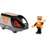 Keleivinis traukinys BRIO 63604700 oranžinės-juodos spalvos, medinis žaislinis traukinio rinkinys, suderinamas su BRIO bėgiais