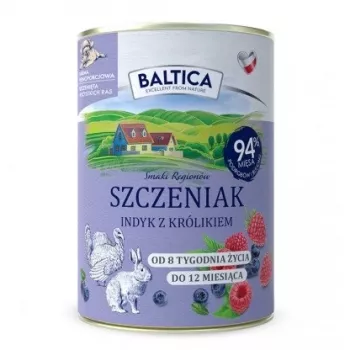 BALTICA regioniniai skoniai šuniukams Kalakutiena su triušiena - šlapias šunų maistas - 400g
