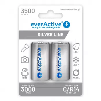 Įkraunamos baterijos everActive R14/C Ni-MH 3500 mAh, paruoštos naudoti