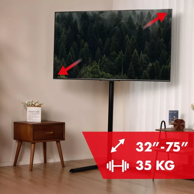 TV grindų stovas MACLEAN MC-494 32–70 colių televizoriams, VESA iki 400×400 mm, maks. apkrova 40 kg, pakreipimas 70°