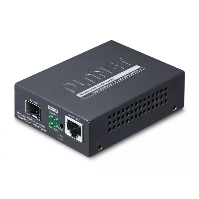 PLANET Web/SNMP Man tinklo medijos keitiklis juodas Gigabit Ethernet SFP