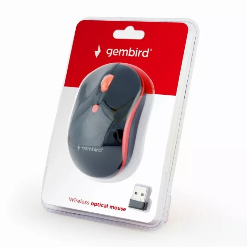 GEMBIRD MUSW-4B-03-R Belaidė optinė pelė MUSW-4B-03-R 1600 DPI nano USB Juoda-Raudona