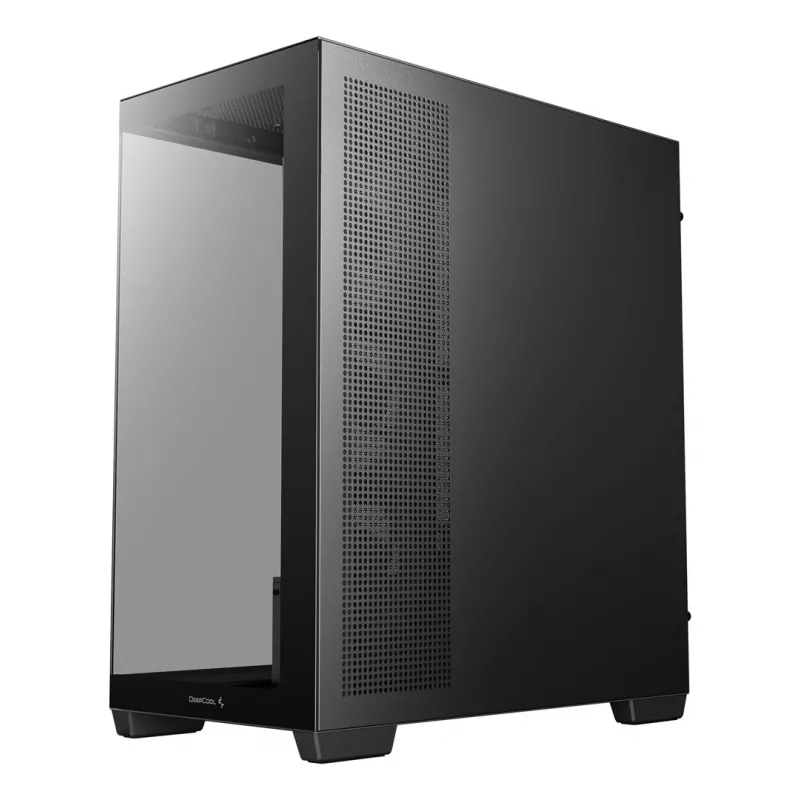 PC korpusas DeepCool CG580 4F Midi Tower — ATX/ITX/MicroATX, grūdintas stiklas, 3×120 mm + 1×120 mm ventiliatoriai, 2×3,5 col. ir 2×2,5 col., USB-A×2 USB-C×1, juodas