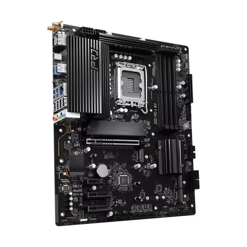 Pagrindinė plokštė ASRock Z890 Pro-A WiFi — Intel Z890, LGA 1851, ATX, DDR5, 4x DIMM, 256GB, Wi‑Fi 6E, 2.5Gb LAN