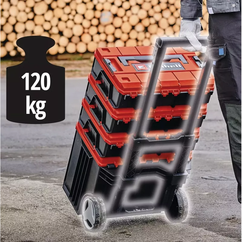 Įrankių dėklas Einhell E-Case Tower juodas raudonas polipropileno karščiui ir purslams atsparus