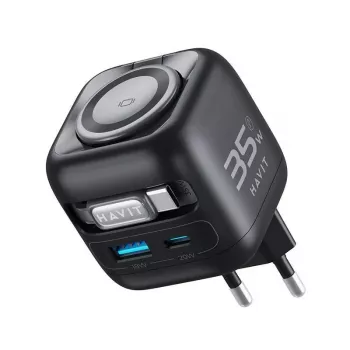 GaN kelioninis įkroviklis Havit UC250 A-EU 20V 1xUSB-C 0,7 m juodas