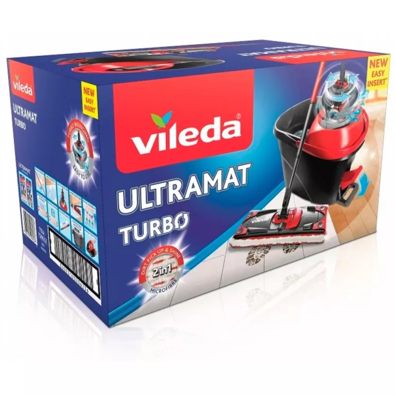 Šlavimo sistemos kibiras VILEDA 140827 – juodas pluoštas, šlapias valymas, teleskopinė rankena 130 cm, 35 cm rankena, laminatui/plytelėms/medžiui