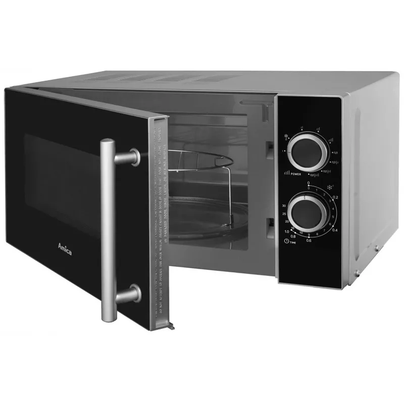 Amica AMGF20M1GS mikrobangų krosnelė Pastatoma Grilio mikrobangų krosnelė 20 L 700 W Juoda, Sidabrinė