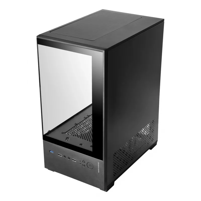“Mini Tower” PC korpusas TACENS Mars Gaming MC-SE2 — Mini-ITX / Micro-ATX, juodas, šoninis langas, apatinis PSU, palaiko 2x2.5 colio + 1x3.5 colio