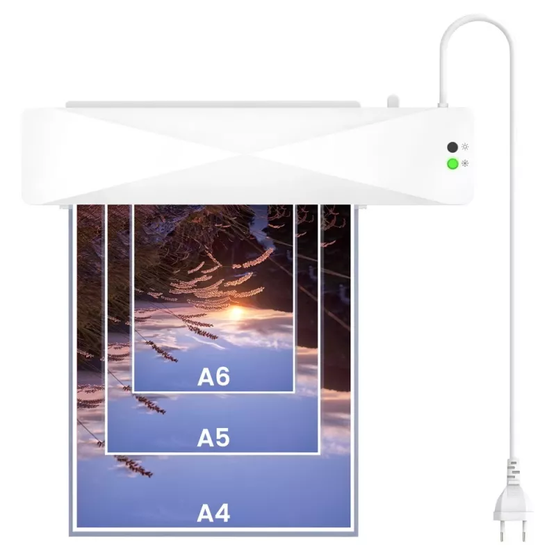 Šalto/karšto laminavimo įrenginys SAVIO LR-01/W — maks. plotis 230 mm, 320 mm/min, 300 W, balta