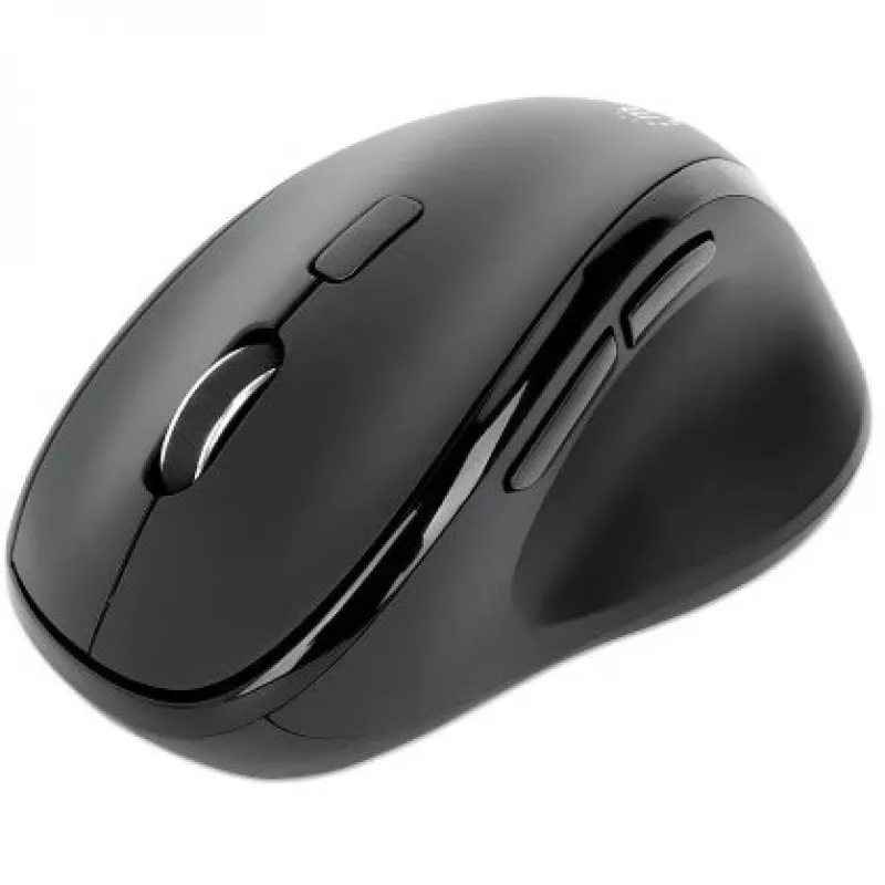 „Manhattan“ ergonominė belaidė pelė, dešiniarankiams, reguliuojama 800/1200/1600 dpi, 2,4 GHz (iki 10 m), šeši mygtukai su slinkties ratuku, kombinuotas USB-A ir USB-C imtuvas, juoda, AA baterija (pridedama), trejų metų garantija