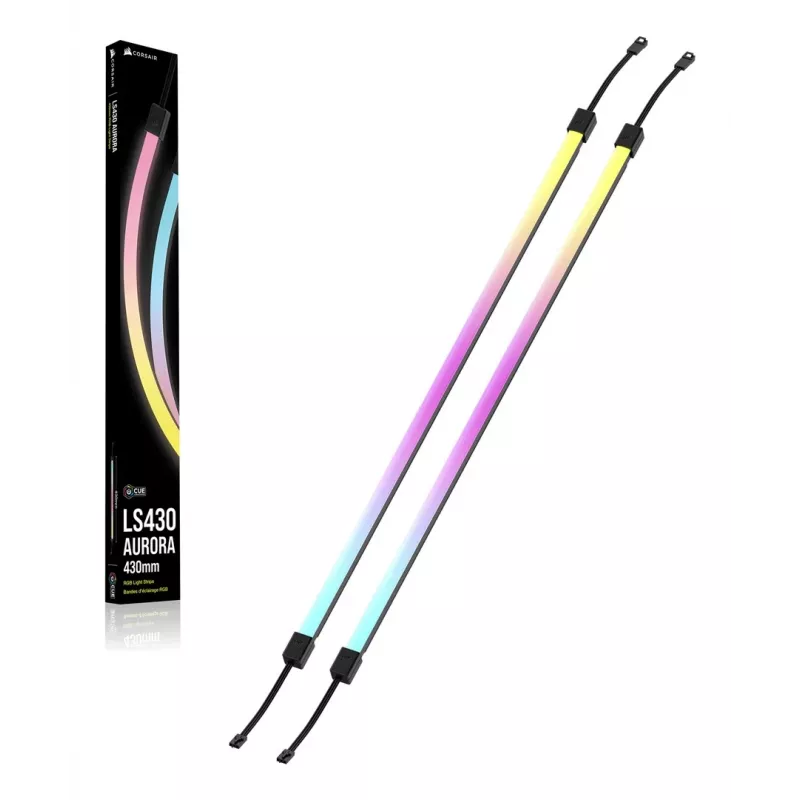 LED juostelė CORSAIR LS430 Aurora — įvairiaspalvė, 430×10×10 mm, 2 vnt. pakuotėje