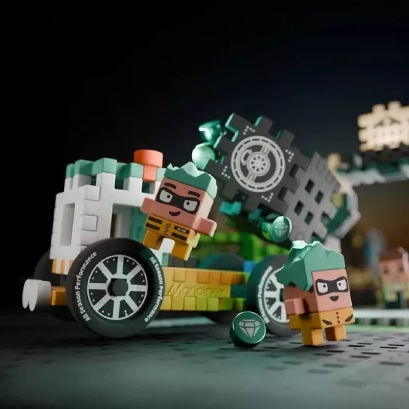 MARIOINEX Mini Waffle City Bank Robbery Statybiniai blokeliai, 148 vnt.