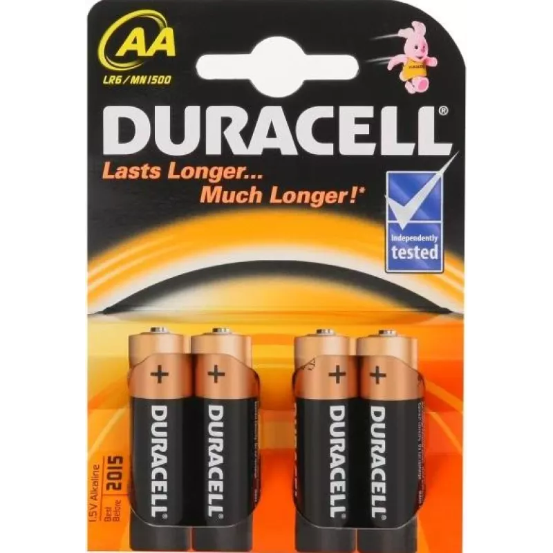 Vienkartinė šarminė baterija Duracell AA LR6 1,5 V, 4 vnt. pakuotė