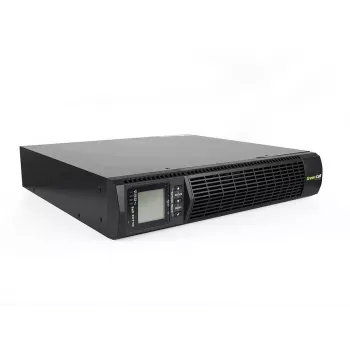 Nepertraukiamo maitinimo šaltinis Green Cell UPS13 — internetinis dvigubos konversijos UPS, 1000 VA / 900 W, gryna sinusinė banga, 6 kintamosios srovės lizdai, LCD, 2×12V 9Ah baterijos
