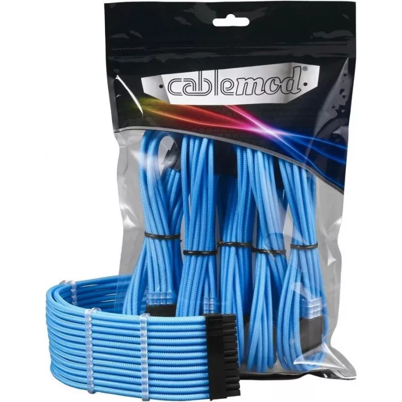 Kabelio prailginimo rinkinys DIGITUS Pro ModMesh 12VHPWR Light Blue — 12VHPWR GPU maitinimo kabelio prailginimas