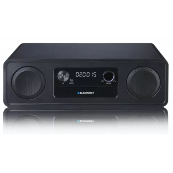 Mikro Hi-Fi sistema BLAUPUNKT MS20BK — CD/MP3/WMA, Bluetooth 5.0, FM, USB, MicroSD, 2×20W RMS, AUX, RCA, LED ekranas, 100–240V, juoda