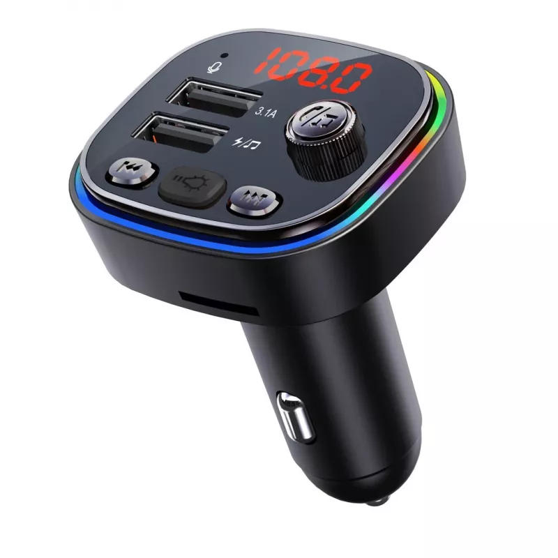 FM siųstuvas VAKOSS TC-B439K Bluetooth USB, 87.5–108 MHz, microSD/USB atkūrimas, 5V/3.1A išvestis, RGB ekranas